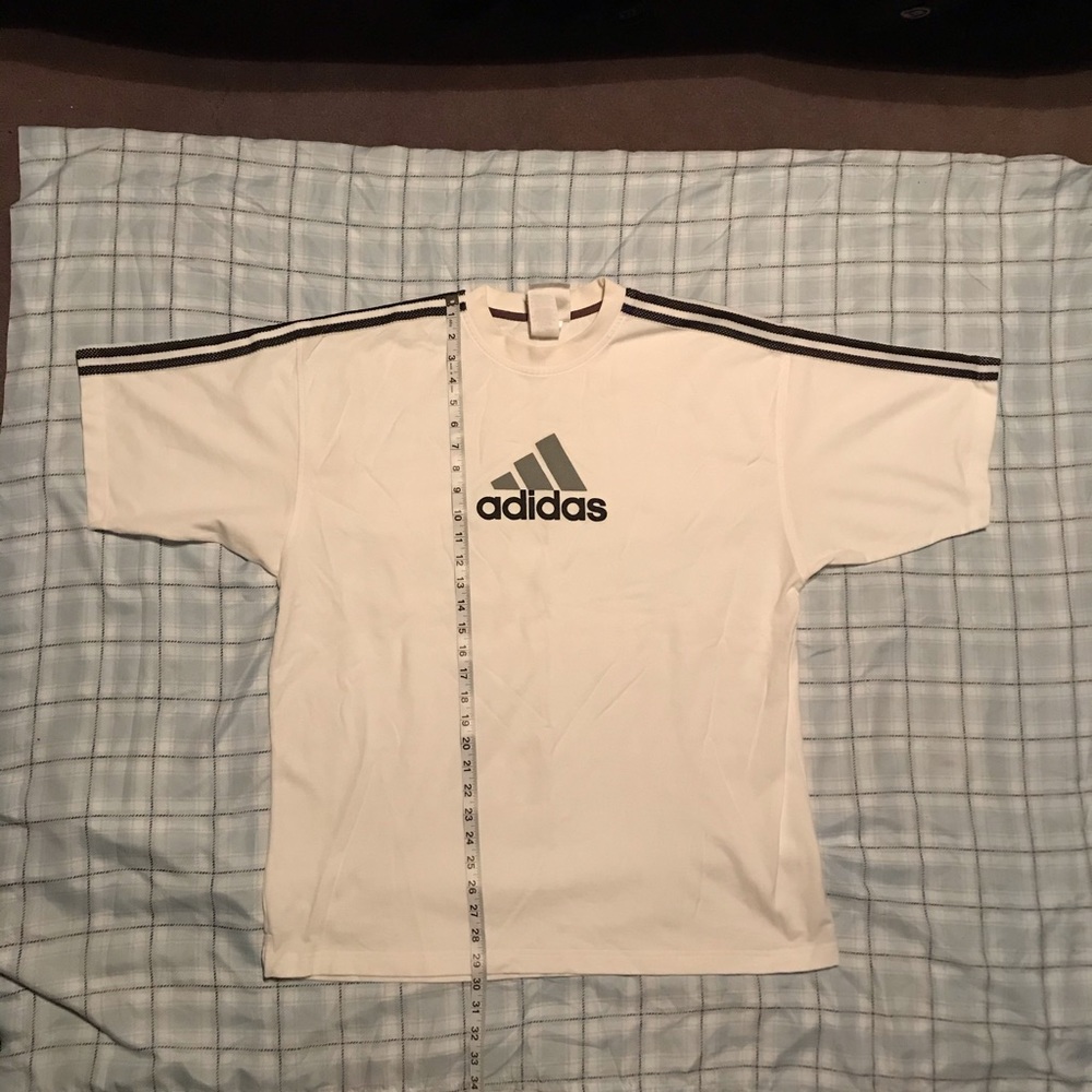 Retro Adidas three stripe soccer style shirt sz Lg